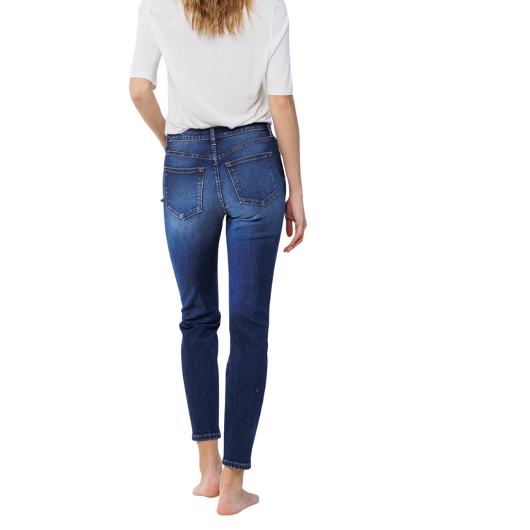 High Rise Medium Dark Classic Skinny Stretch Jeans