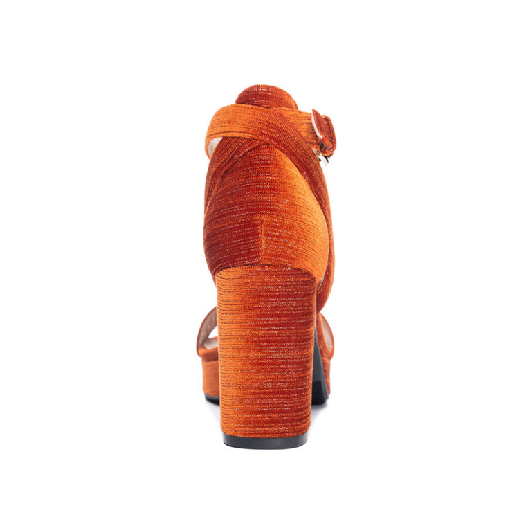Chinese Laundry Gaily Orange Velvet Platform Dress Sandal