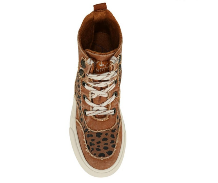 Women's Blowfish Malibu Upland Desert Caramel Leopard Canvas Hi Top Sneaker Boot