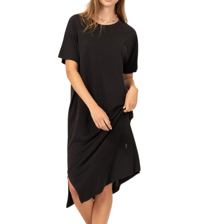 Black Classic Loose Fit Short Sleeve T-Shirt Dress
