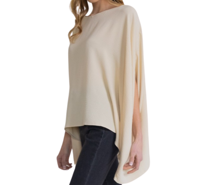 Cream Cape Style Top with Draped Flowy Silhouette