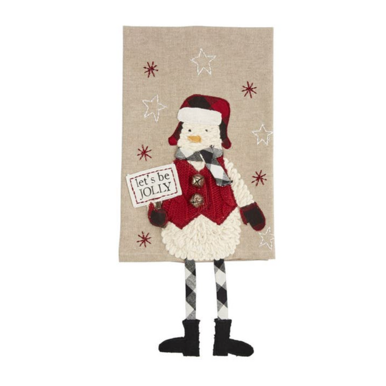 Mud Pie Snowman Santa Reindeer Christmas Dangle Leg Towel