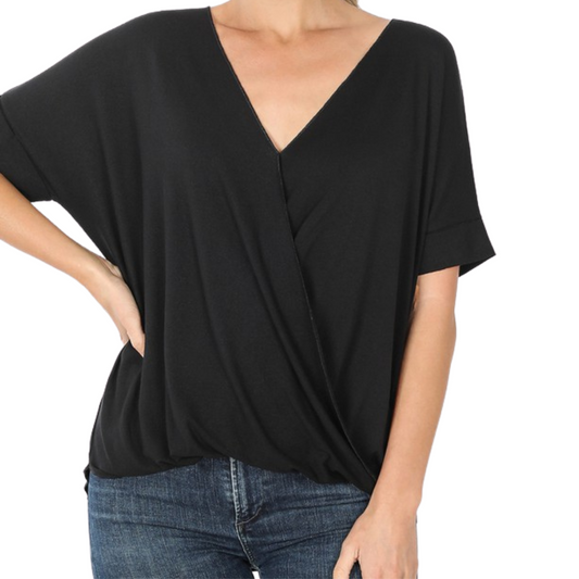 Criss Cross Layered Draped Front Top