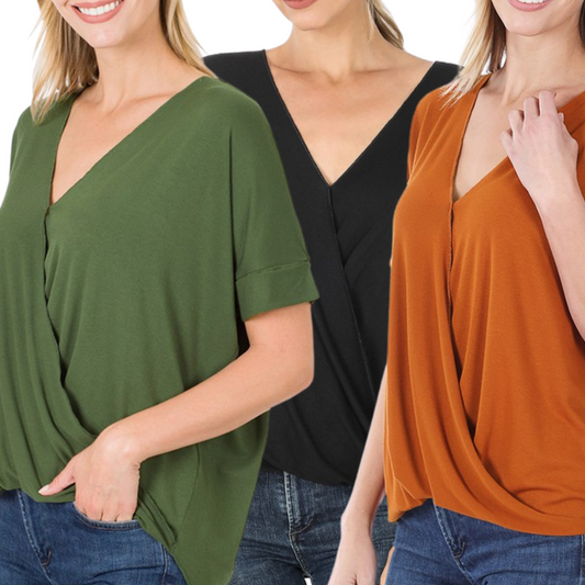 Criss Cross Layered Draped Front Top