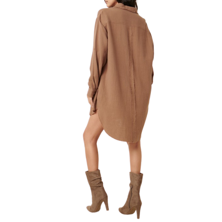 Long Sleeve Gauze Shirt Dress