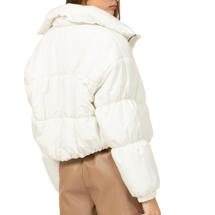 White Whip Cream Crop Puffer Jacket