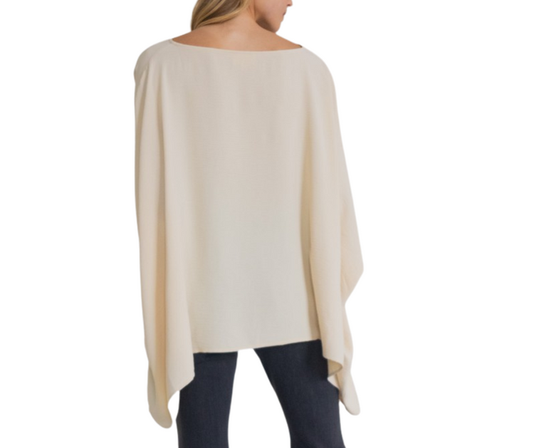 Cream Cape Style Top with Draped Flowy Silhouette