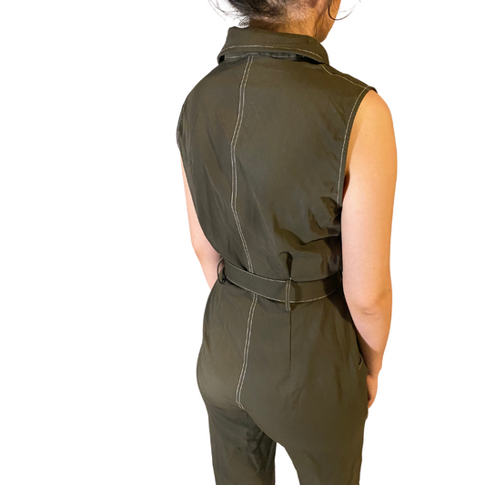 Sleeveless Olive Jumpsuit