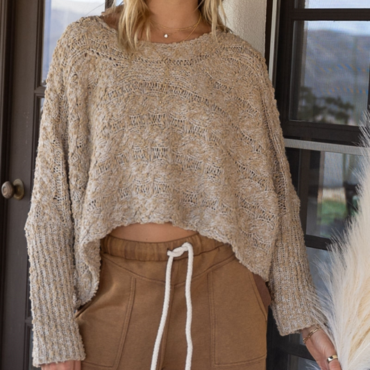 Cropped Popcorn Sweater Top