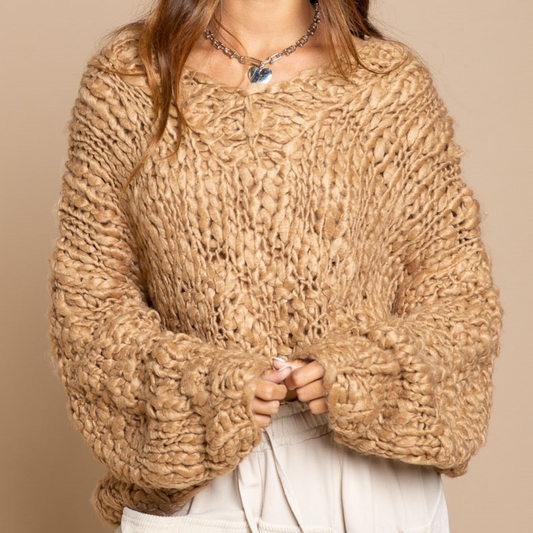 Chunky Loose Open Knit Sweater Top