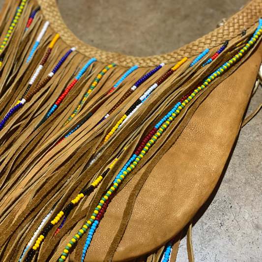 Amazing Beaded Fringe Native American Inspired Leather Shoulder/Crossbody Purse