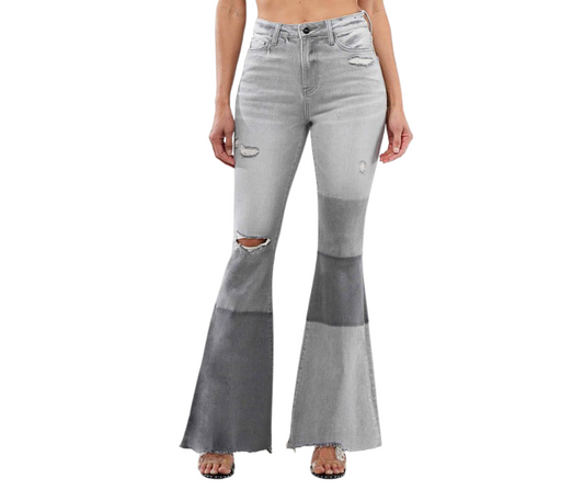 Ceros Grey High Rise Super Flare Bell Bottom Stretch Jeans