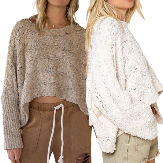 Cropped Popcorn Sweater Top