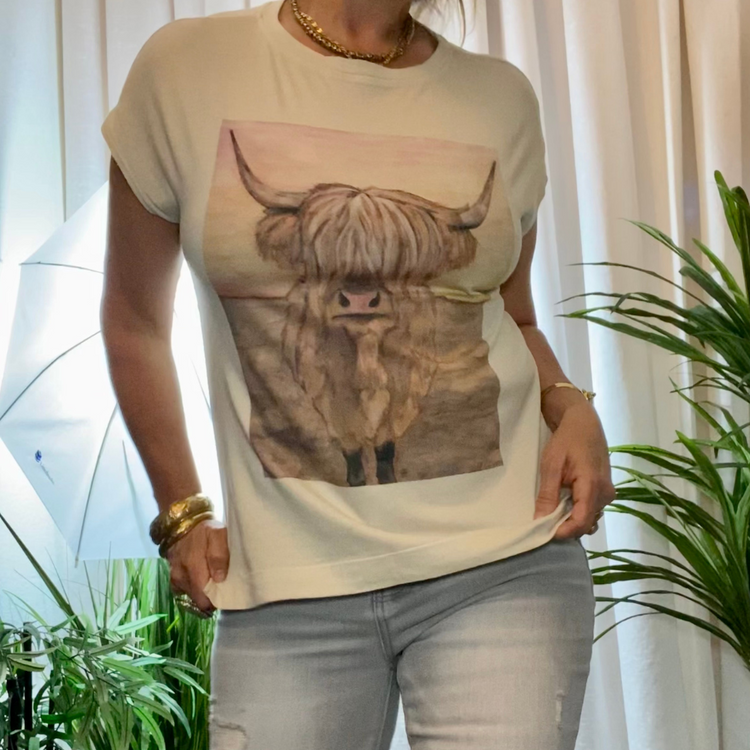 Highland Cow with Bangs Soft Tee Shirt