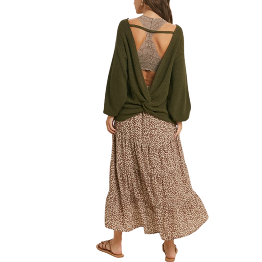 Open Back Knotted Loose Sweater