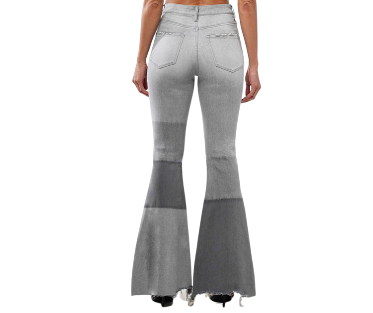 Ceros Grey High Rise Super Flare Bell Bottom Stretch Jeans