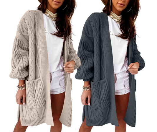 Cable Knit Long Sleeve Sweater Cardigan