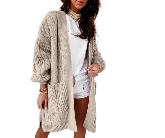 Cable Knit Long Sleeve Sweater Cardigan