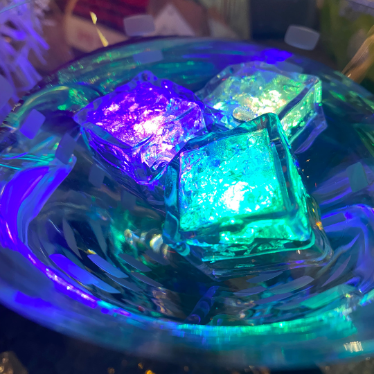 Rose or Cube Shaped Multicolored Flashing Water Activated Party Cubes