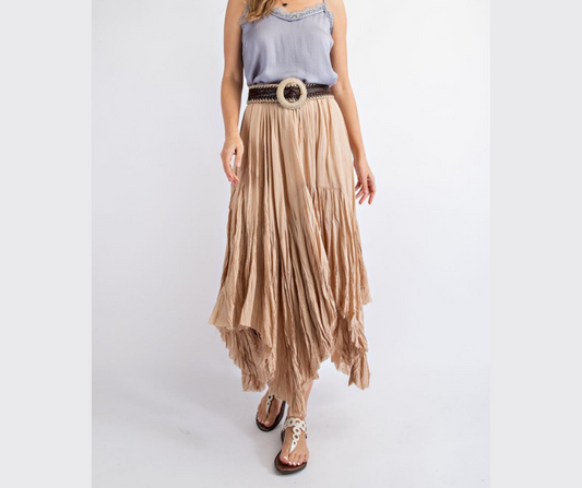 Silky Chiffon Pleated Maxi Skirt