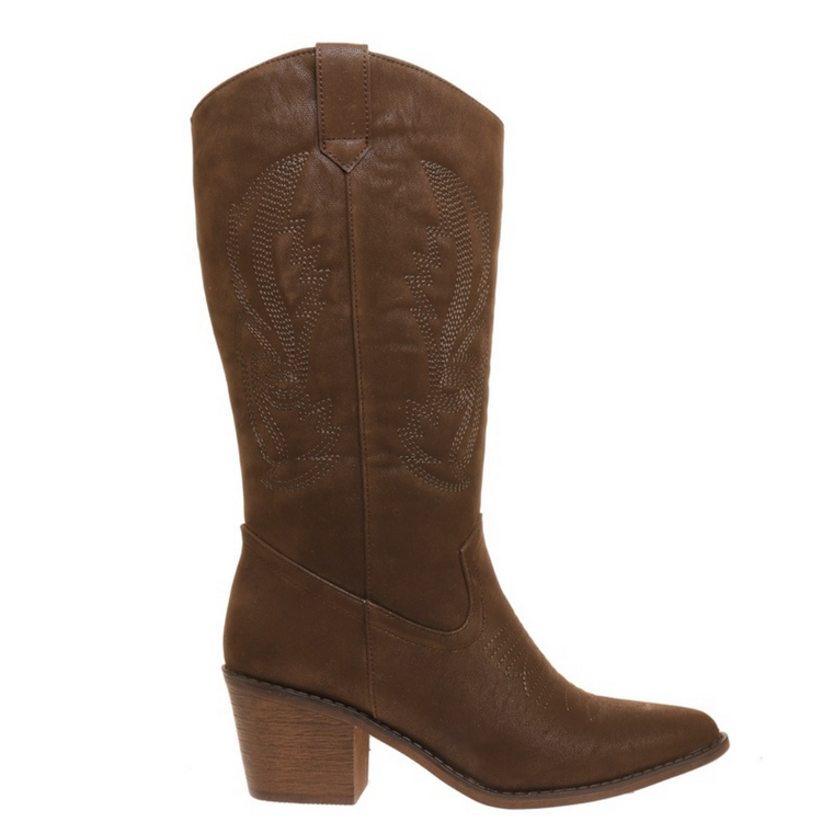 Vegan Suede Western Boot