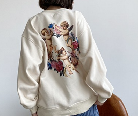 Cupid and Roses Heavenly Cream Sweatshirt