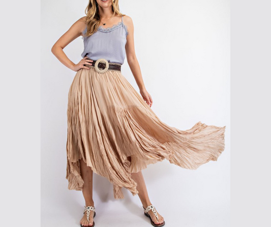 Silky Chiffon Pleated Maxi Skirt