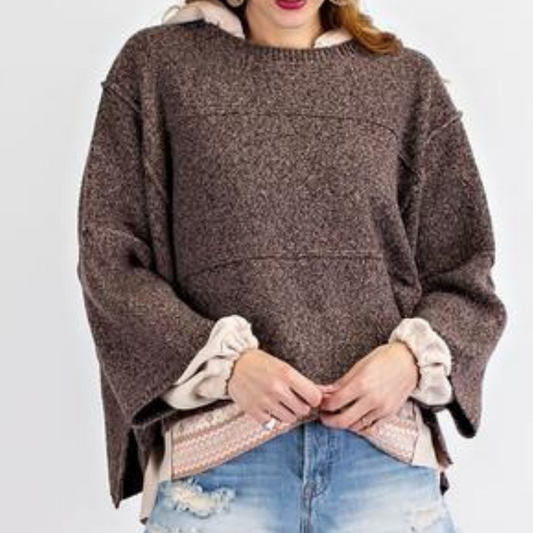 Exposed Seams Loose Block Sweater