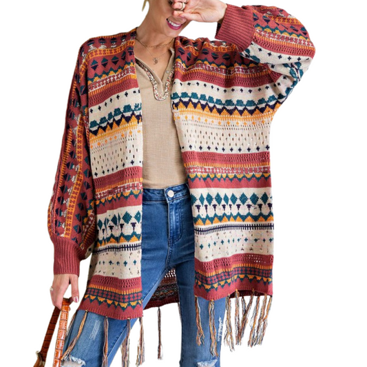 Multi Color Open Cardigan