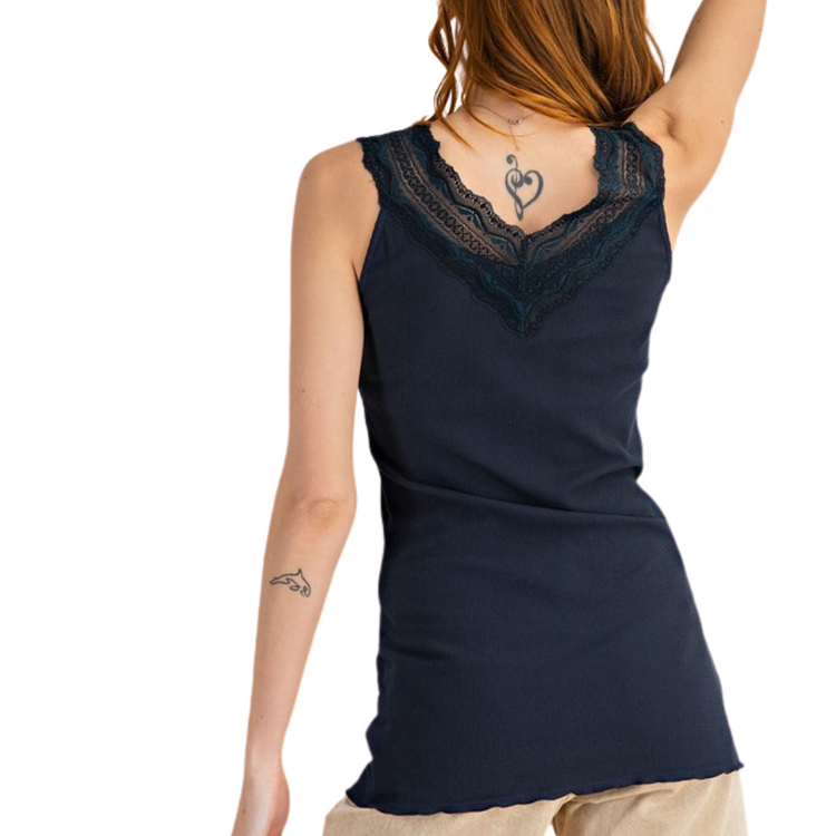 Lace V Neck and Back Tank Cami