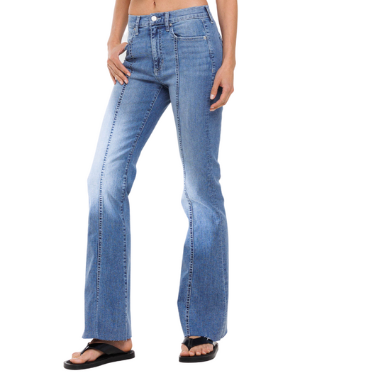 Sneak Peek High Rise Flare with Center Leg Seams Jeans