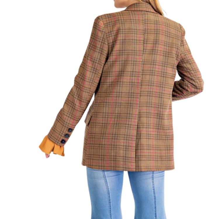 Plaid Double Breasted Blazer Jacket