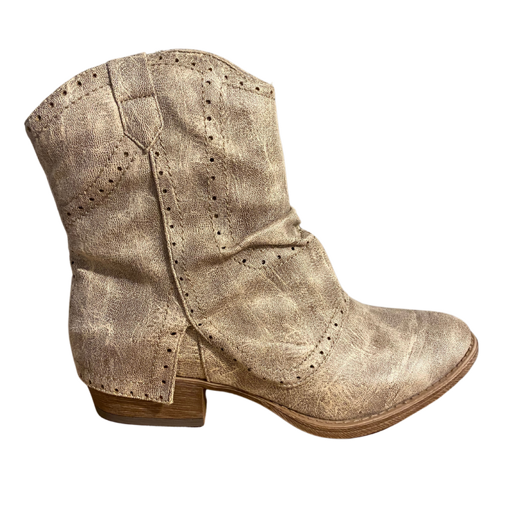 Slouchy Fold-over Cream Bootie Boot