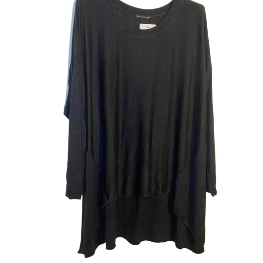 Italian High Low Black Scoop Neck Oversized Thin Sweater