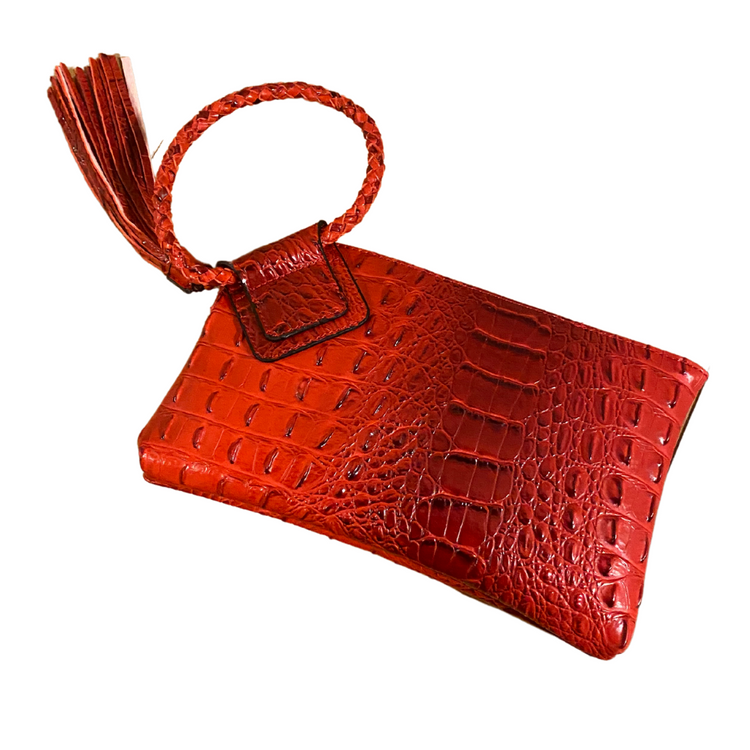 Vegan Croc Clutch Wristlet Purse