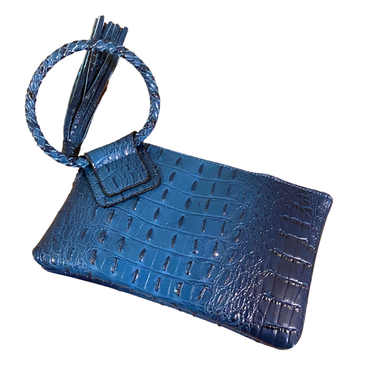 Vegan Croc Clutch Wristlet Purse