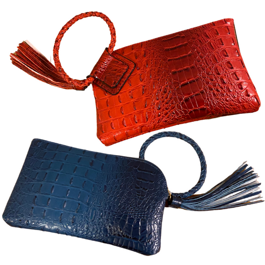 Vegan Croc Clutch Wristlet Purse