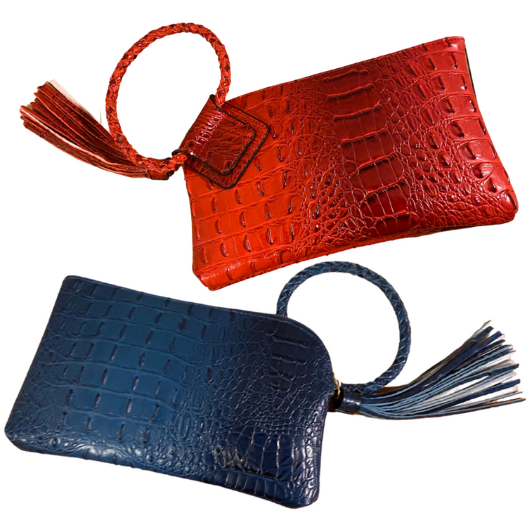 Vegan Croc Clutch Wristlet Purse