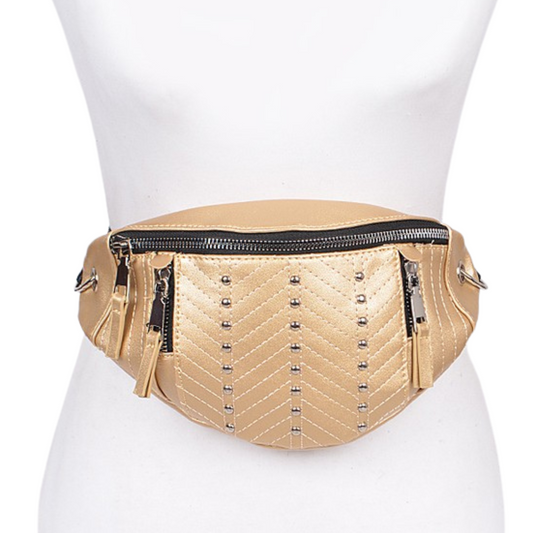 Gold or Silver Fanny Pack with Silver Studs