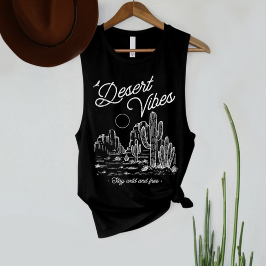 Desert Vibes Wild and Free Low-Cut Armhole Muscle Tank Top