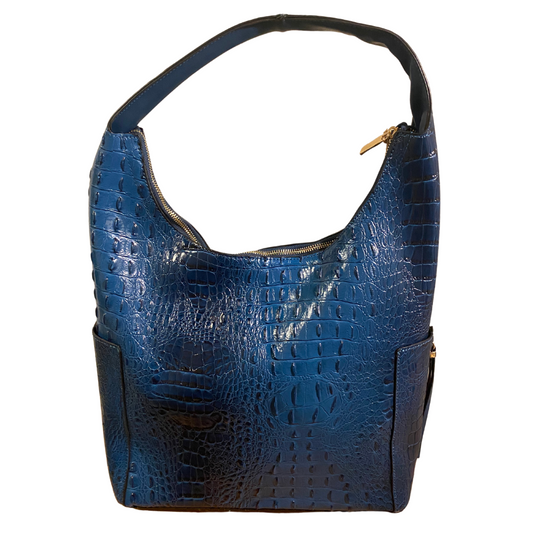 Glossy Vegan Croc Large Hobo Purse Bag