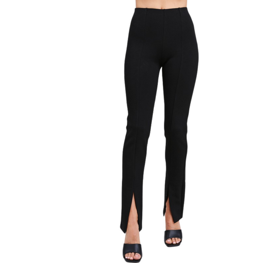 Black High Waisted Legging Pant With Front Ankle Slit