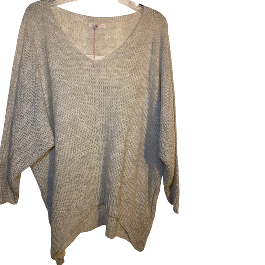 Italian Oversized Ivory Open Weave Thin Sweater