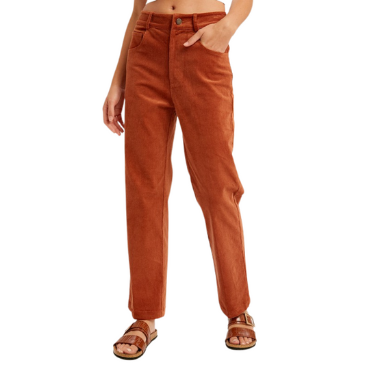 Not Your Typical Straight Leg Rust Corduroy Pant