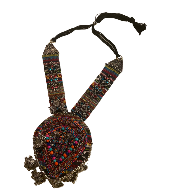 Beaded Fabric Ornate Indian Necklace