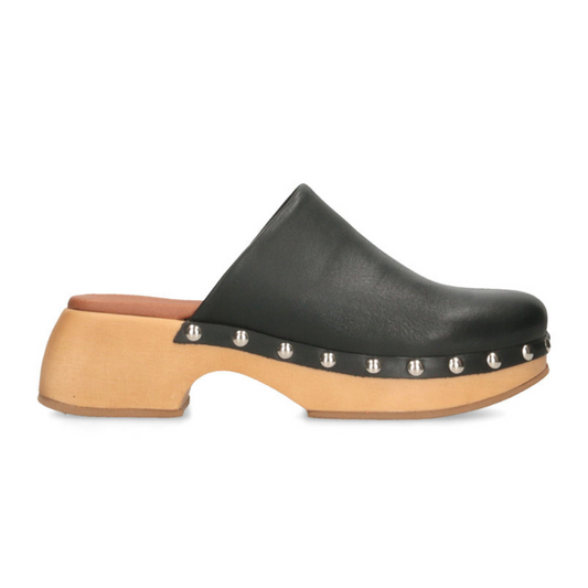 McRegy Black Leather Clog