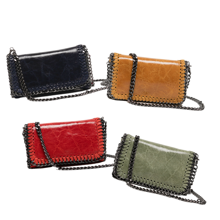 Italian Leather Chain Clutch