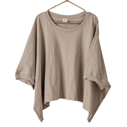 Mocha Loose Fit Oversized Dolman Short Sleeve Crop T-Shirt Top