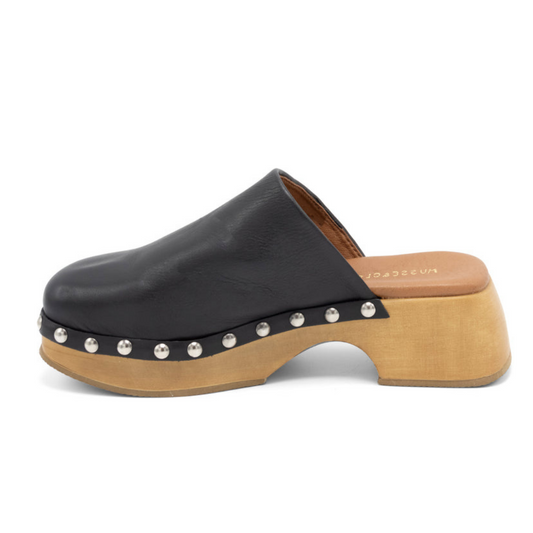 McRegy Black Leather Clog