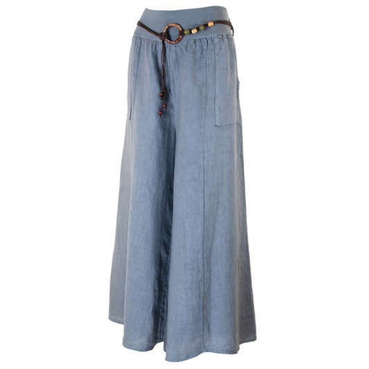 Baby Blue Italian Linen Wide Leg Pants